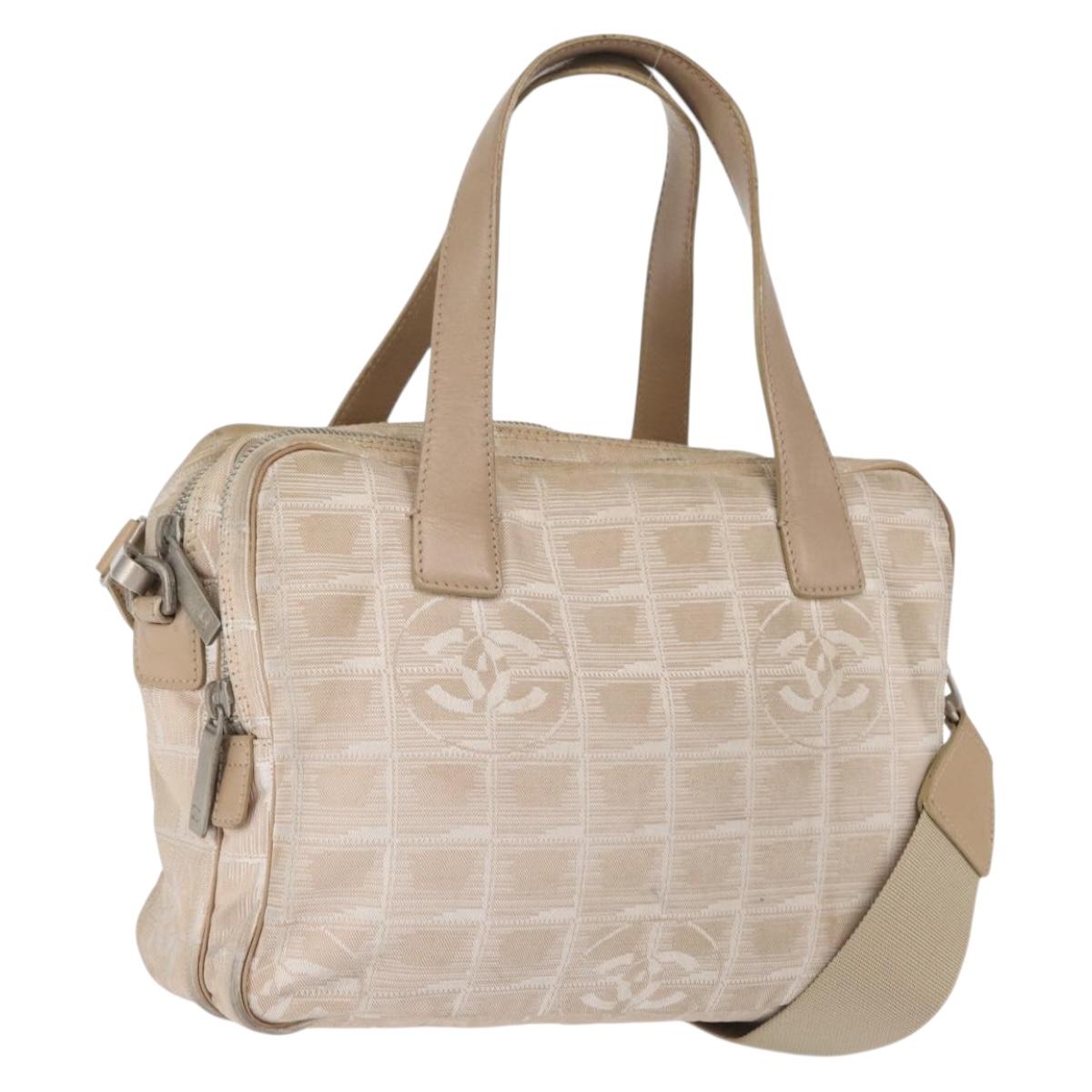 CHANEL New Travel line Hand Bag 2wat Beige CC Auth 163150