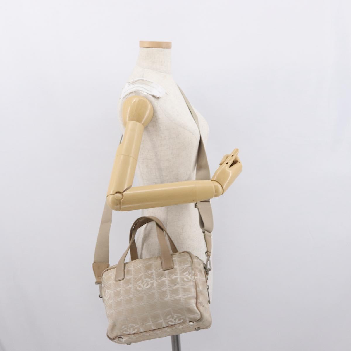 CHANEL New Travel line Hand Bag 2wat Beige CC Auth 163150