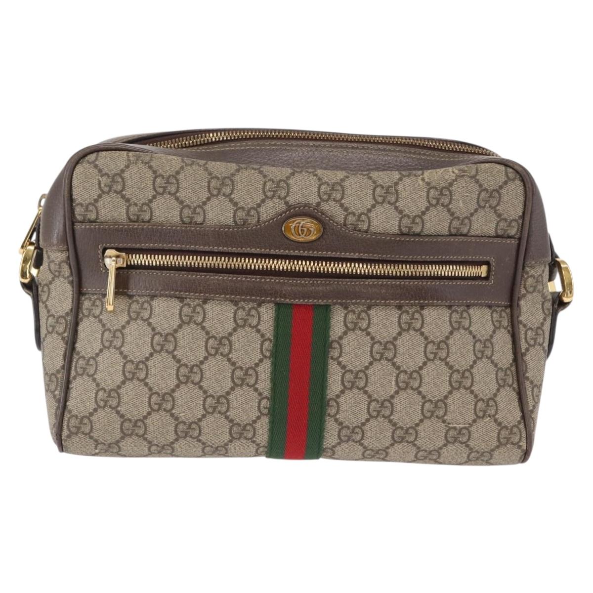 GUCCI Ophidia GG Supreme Web Sherry Line Bag PVC Beige 517080 Auth 163153