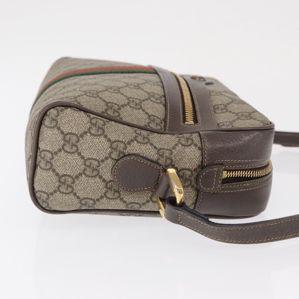 GUCCI Ophidia GG Supreme Web Sherry Line Bag PVC Beige 517080 Auth 163153