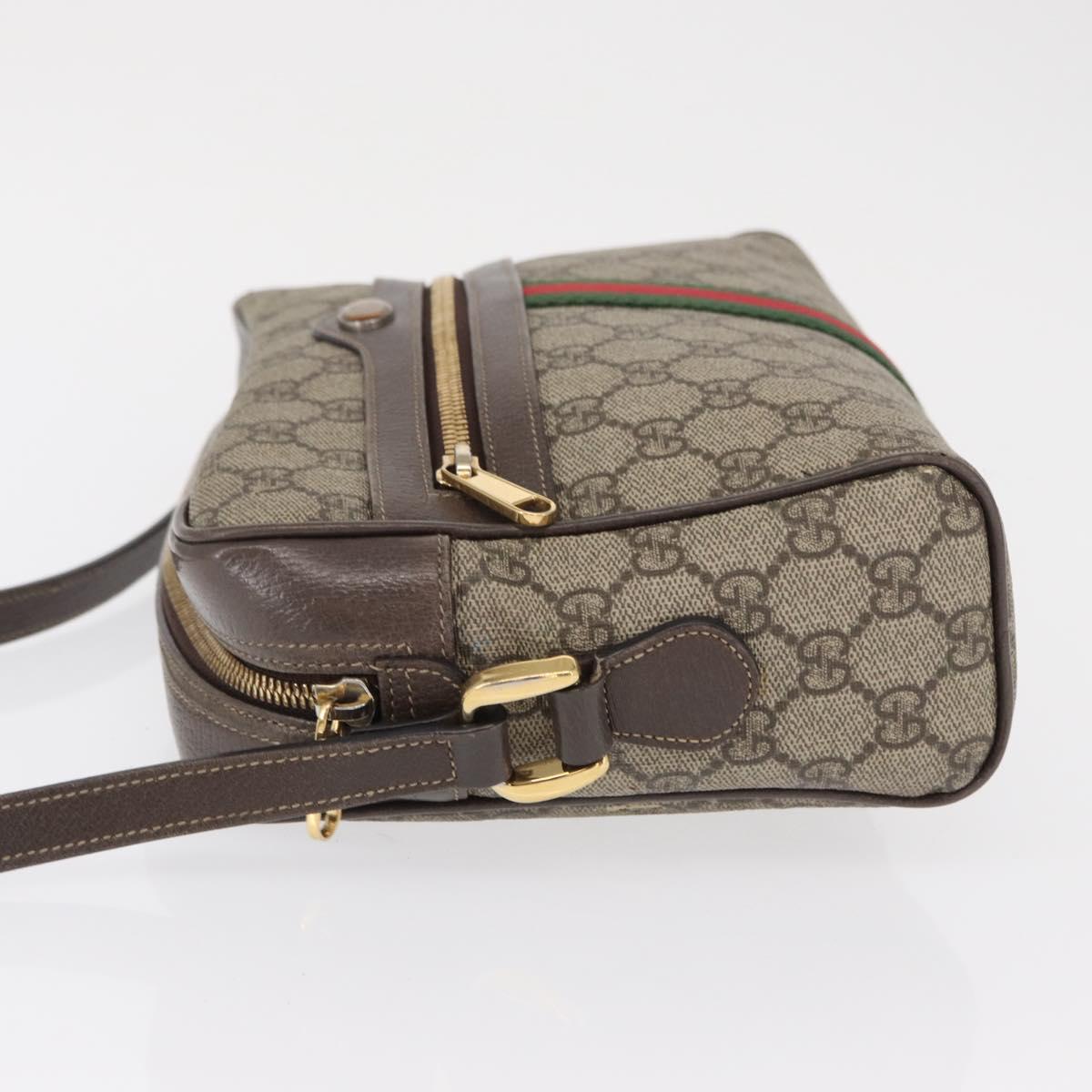 GUCCI Ophidia GG Supreme Web Sherry Line Bag PVC Beige 517080 Auth 163153