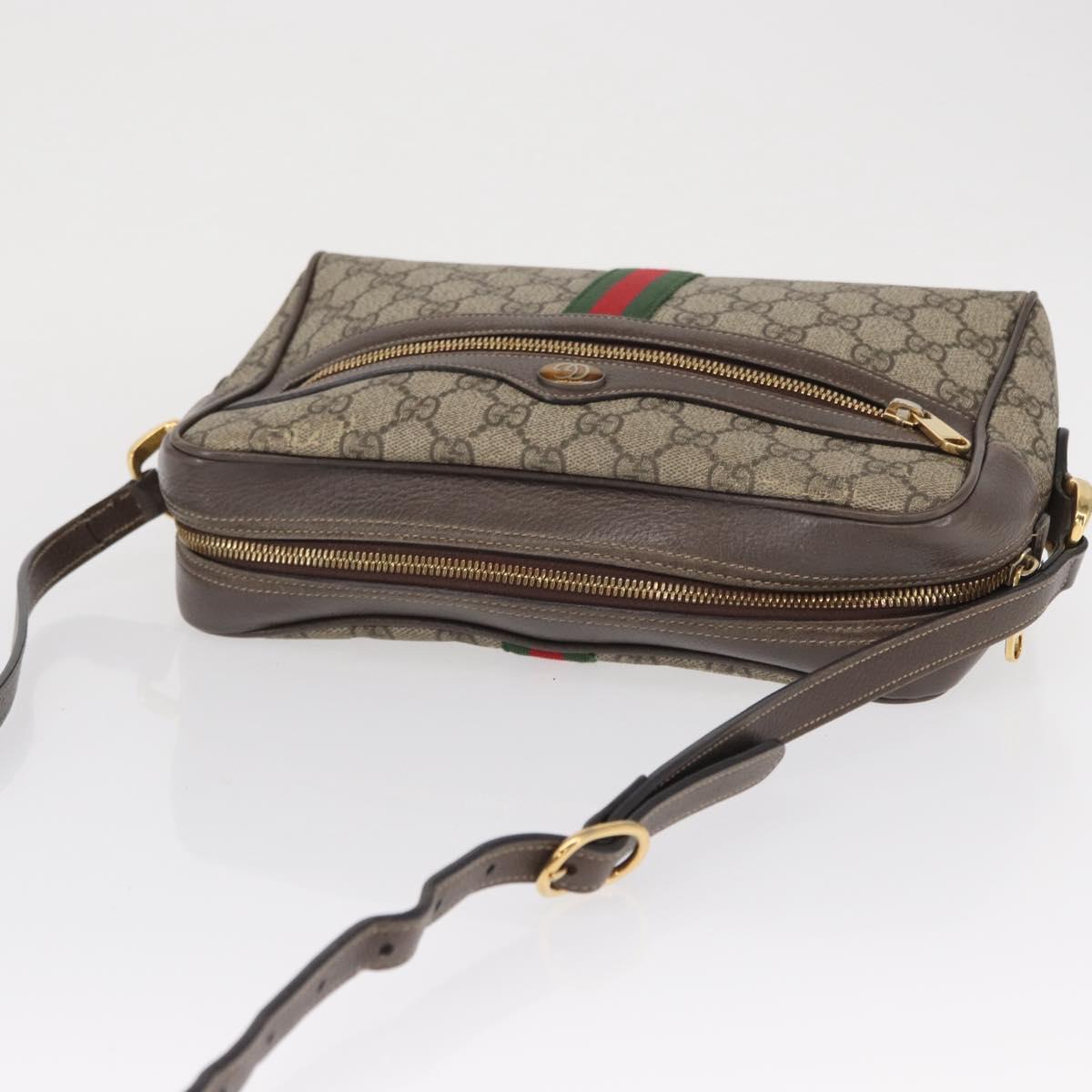 GUCCI Ophidia GG Supreme Web Sherry Line Bag PVC Beige 517080 Auth 163153