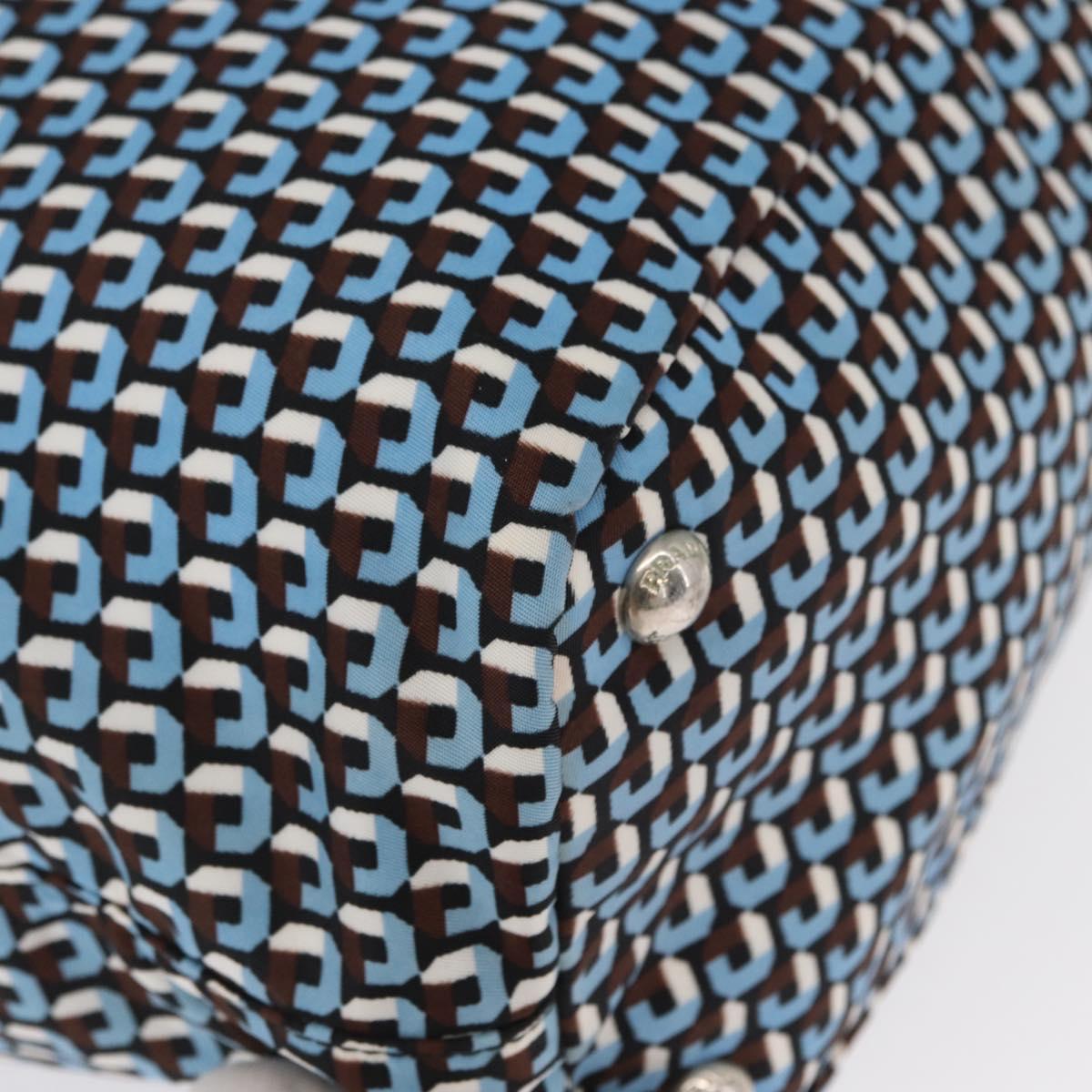 PRADA Tote Bag Nylon Light Blue Silver Auth 163159