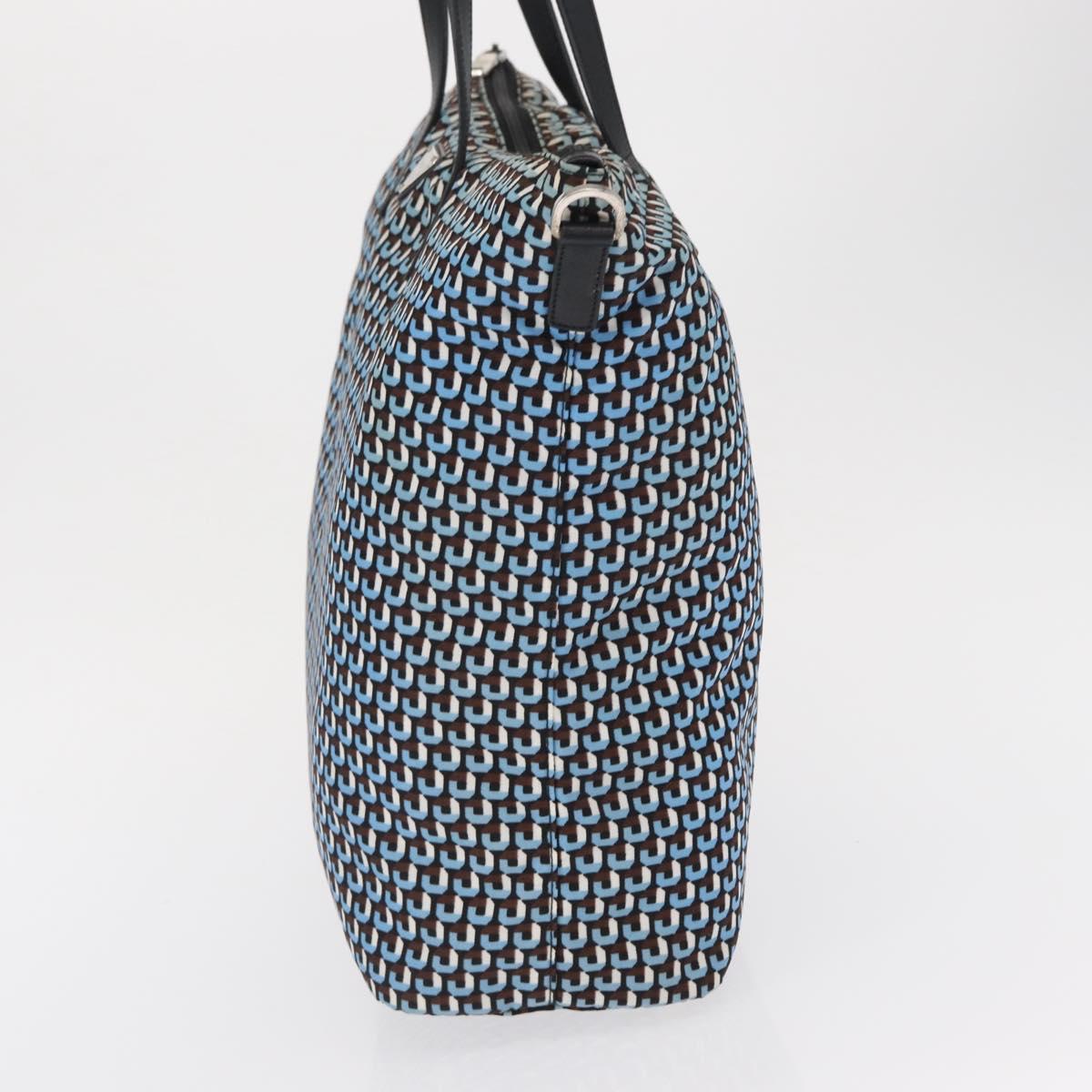 PRADA Tote Bag Nylon Light Blue Silver Auth 163159