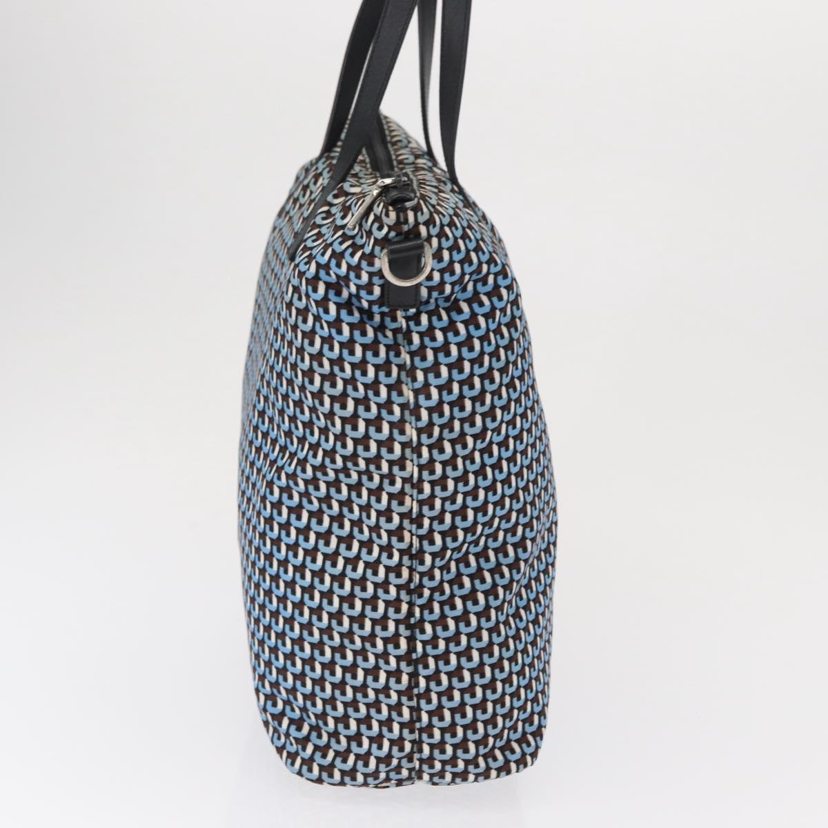 PRADA Tote Bag Nylon Light Blue Silver Auth 163159