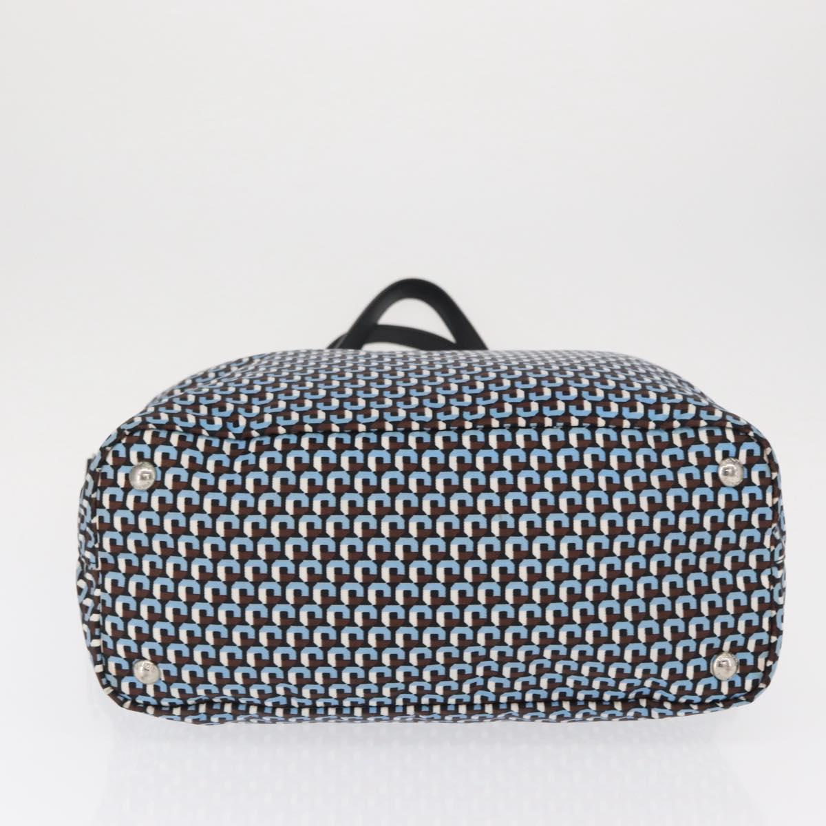 PRADA Tote Bag Nylon Light Blue Silver Auth 163159
