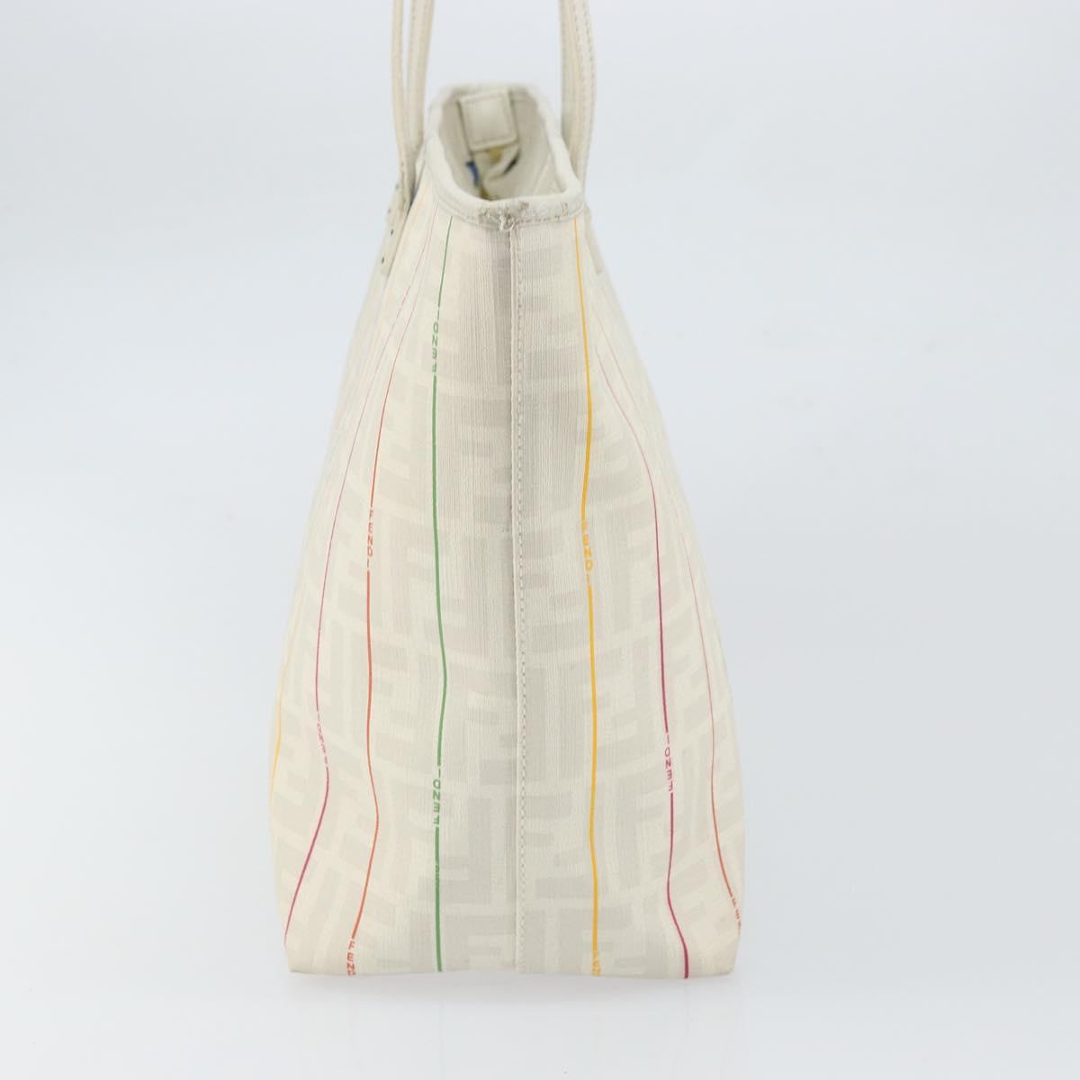 FENDI Zucca Canvas Tote Bag White Gold Auth 163161