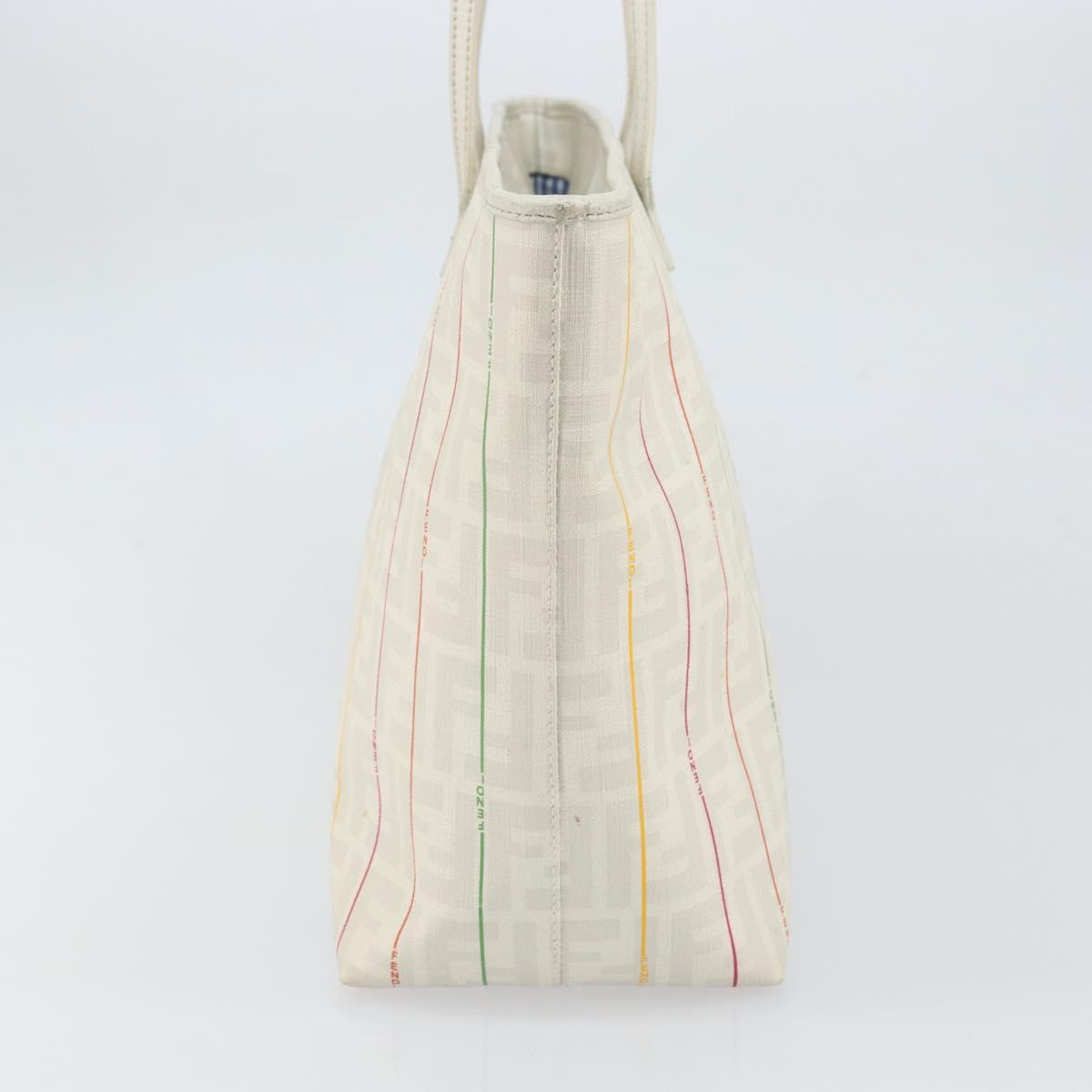 FENDI Zucca Canvas Tote Bag White Gold Auth 163161