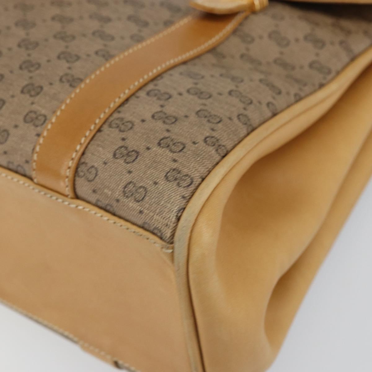 GUCCI Micro GG Supreme Hand Bag PVC Beige Gold Auth 163168