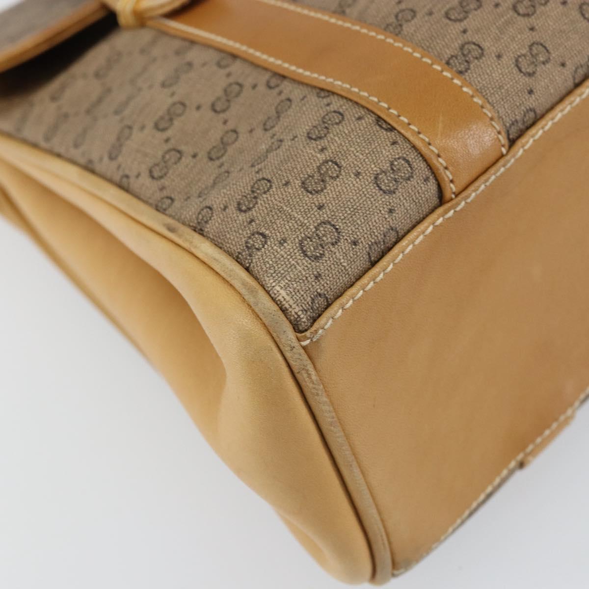 GUCCI Micro GG Supreme Hand Bag PVC Beige Gold Auth 163168