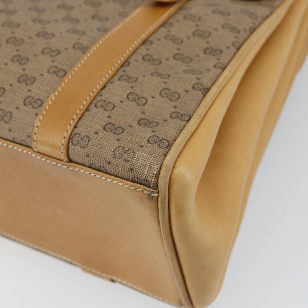 GUCCI Micro GG Supreme Hand Bag PVC Beige Gold Auth 163168