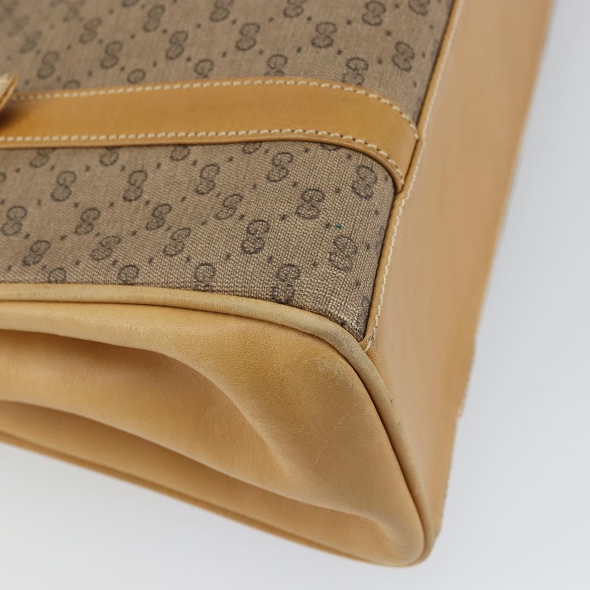 GUCCI Micro GG Supreme Hand Bag PVC Beige Gold Auth 163168