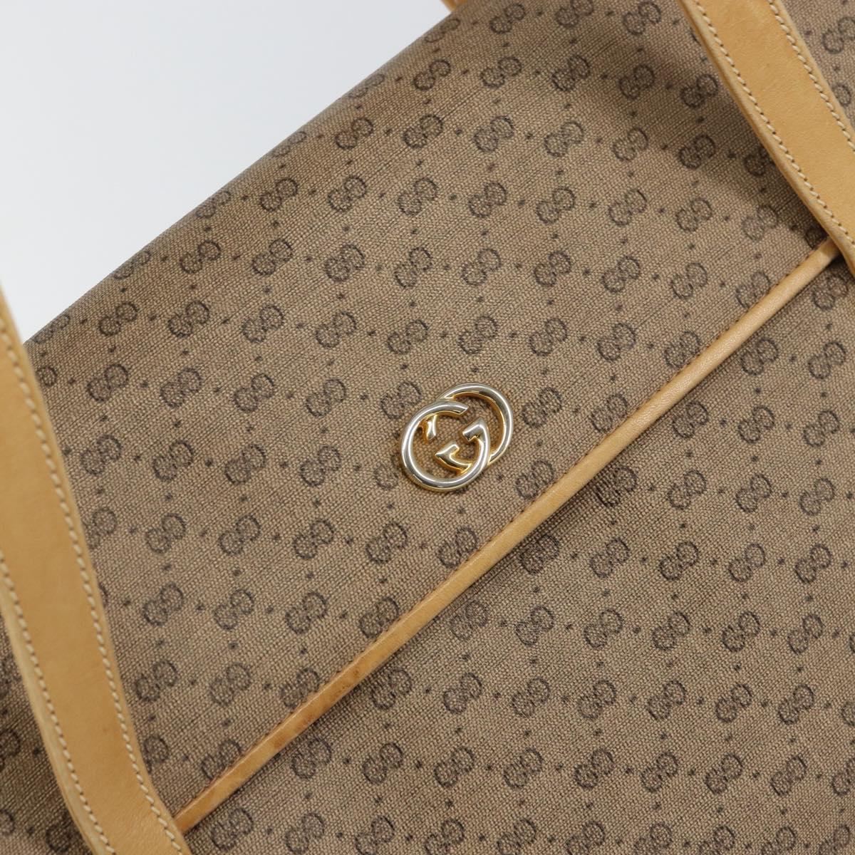 GUCCI Micro GG Supreme Hand Bag PVC Beige Gold Auth 163168