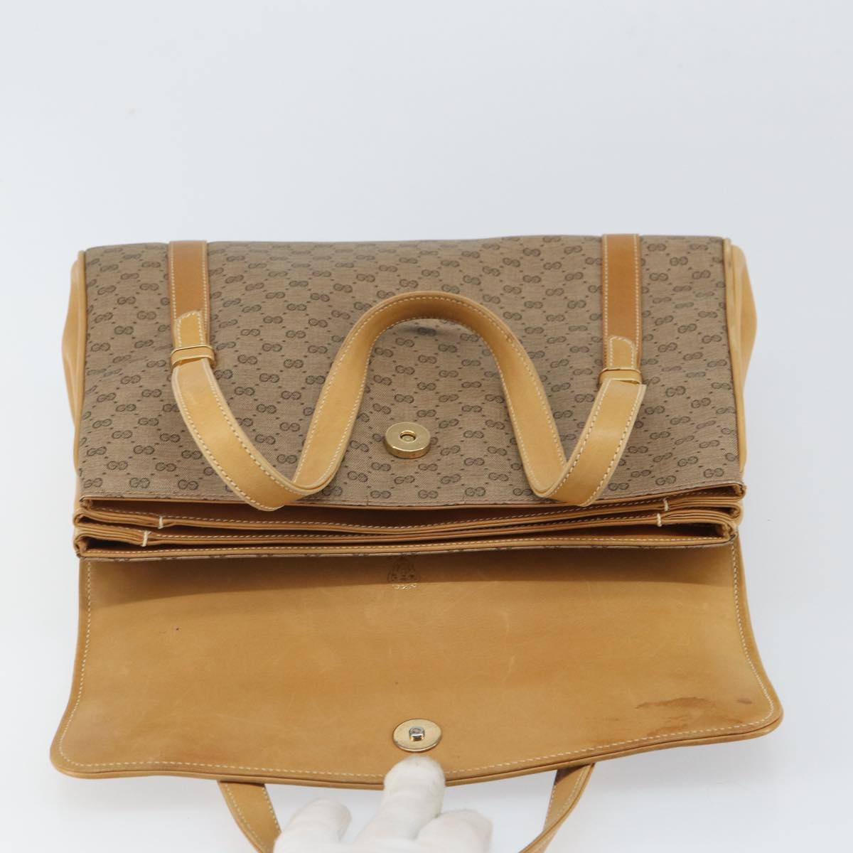 GUCCI Micro GG Supreme Hand Bag PVC Beige Gold Auth 163168