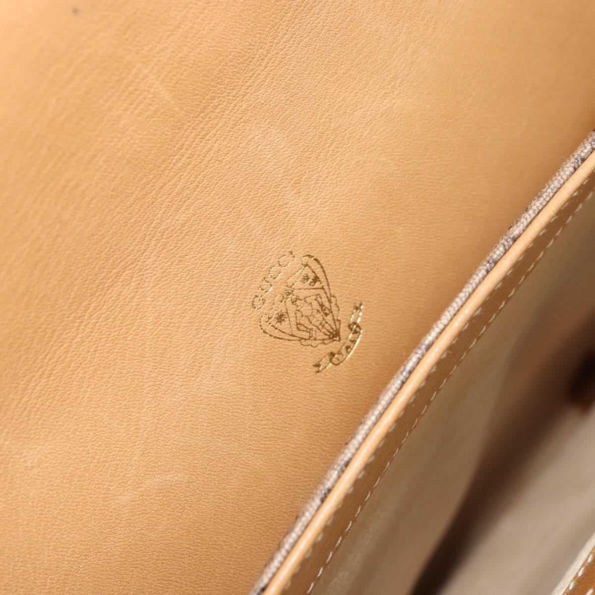 GUCCI Micro GG Supreme Hand Bag PVC Beige Gold Auth 163168