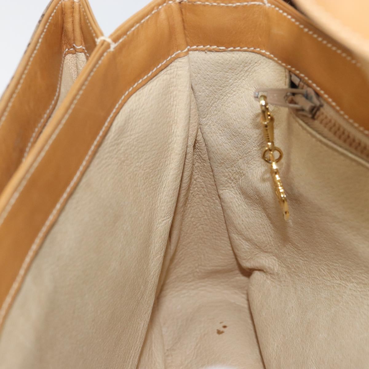 GUCCI Micro GG Supreme Hand Bag PVC Beige Gold Auth 163168