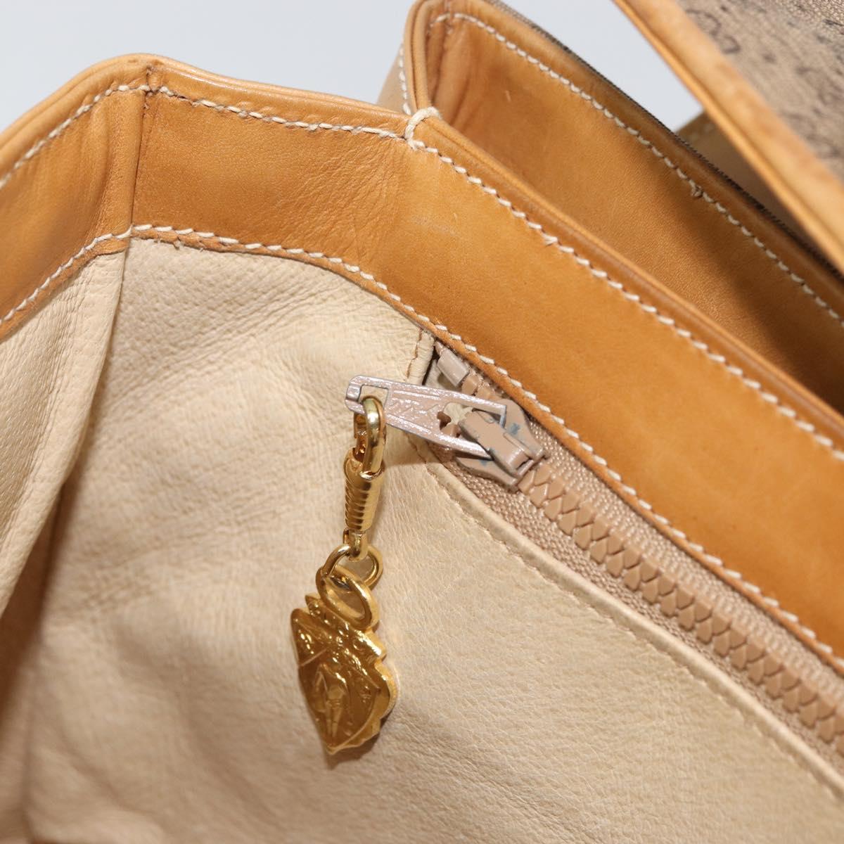 GUCCI Micro GG Supreme Hand Bag PVC Beige Gold Auth 163168