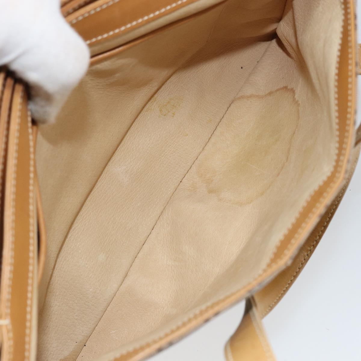 GUCCI Micro GG Supreme Hand Bag PVC Beige Gold Auth 163168