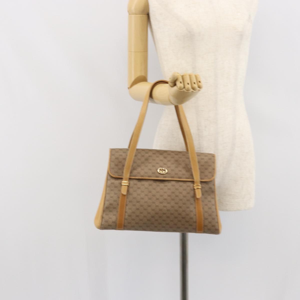 GUCCI Micro GG Supreme Hand Bag PVC Beige Gold Auth 163168