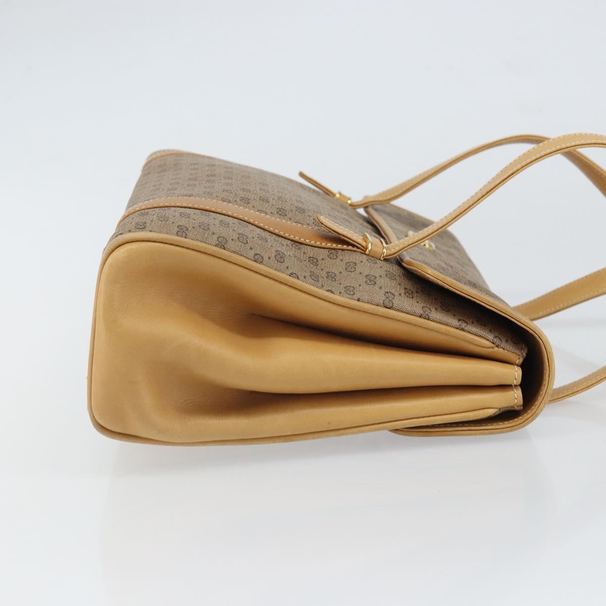 GUCCI Micro GG Supreme Hand Bag PVC Beige Gold Auth 163168