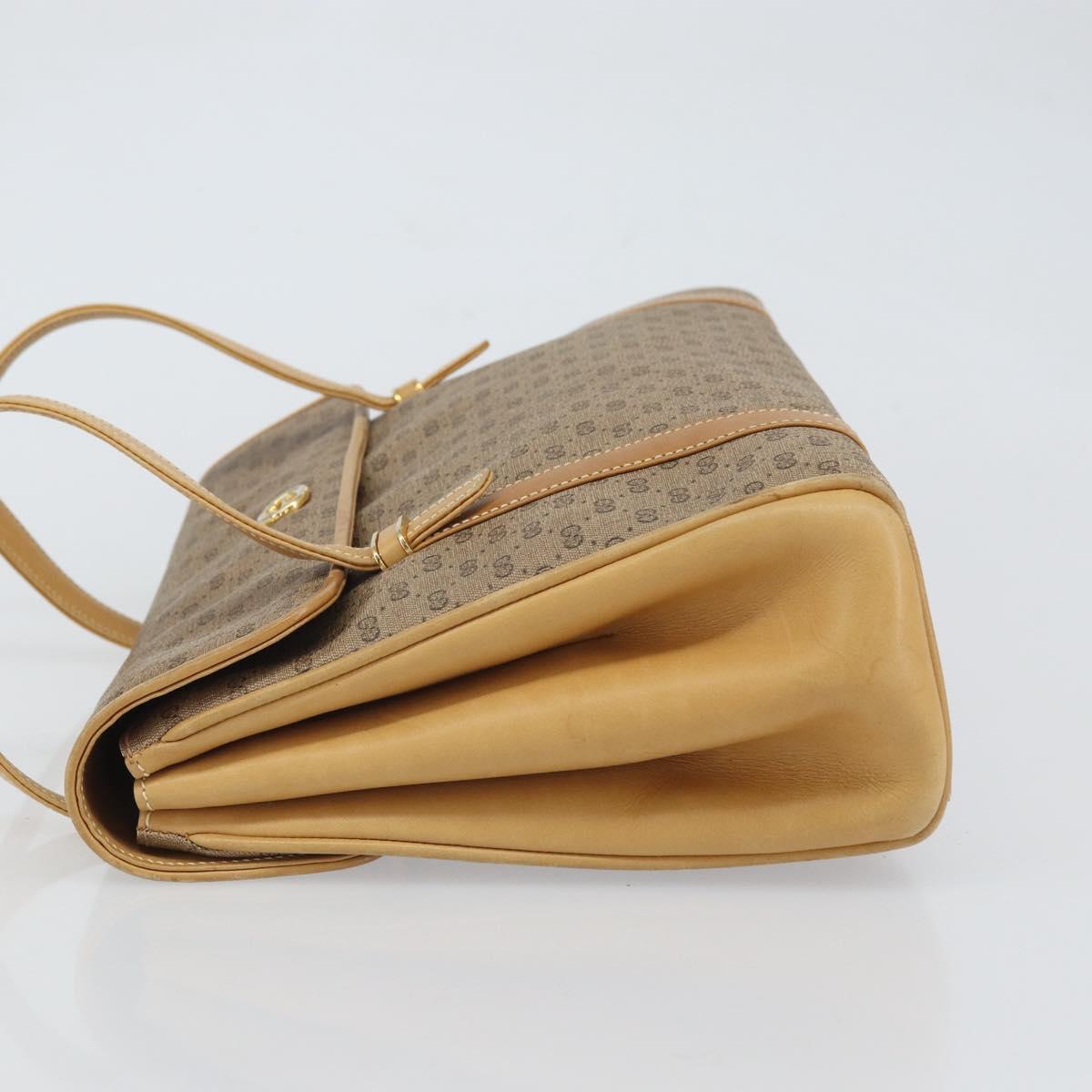 GUCCI Micro GG Supreme Hand Bag PVC Beige Gold Auth 163168