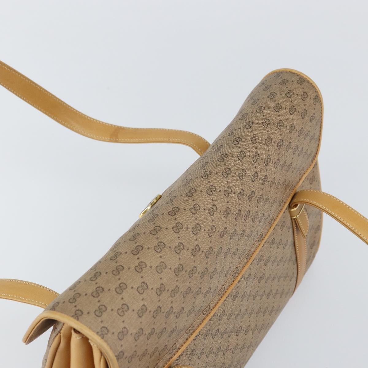 GUCCI Micro GG Supreme Hand Bag PVC Beige Gold Auth 163168