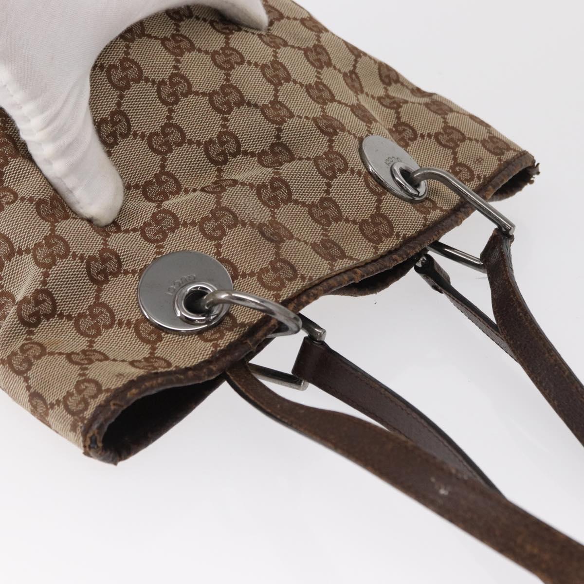 GUCCI GG Canvas Tote Bag Beige Silver 120840 Auth 163173