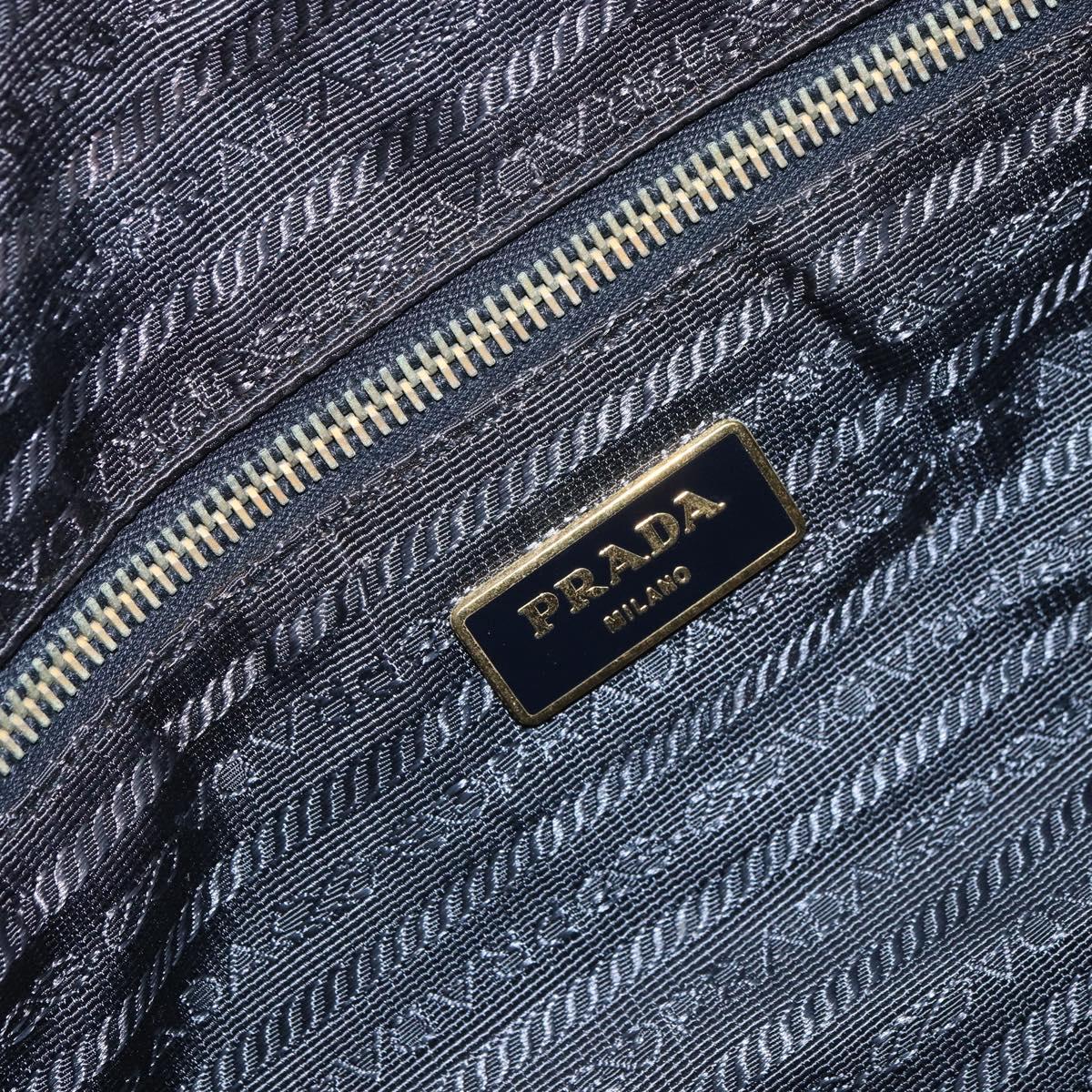 PRADA Tote Bag Nylon Green Gold Auth 163175