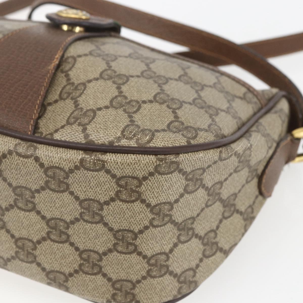 GUCCI GG Supreme Web Sherry Line Shoulder Bag PVC Beige 89 02 032 Auth 163179