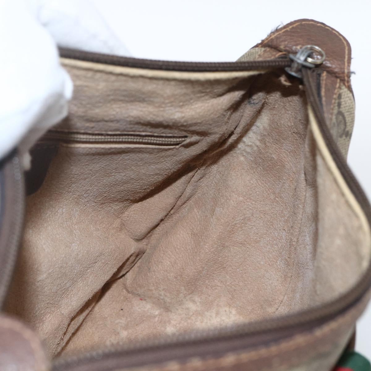 GUCCI GG Supreme Web Sherry Line Shoulder Bag PVC Beige 89 02 032 Auth 163179