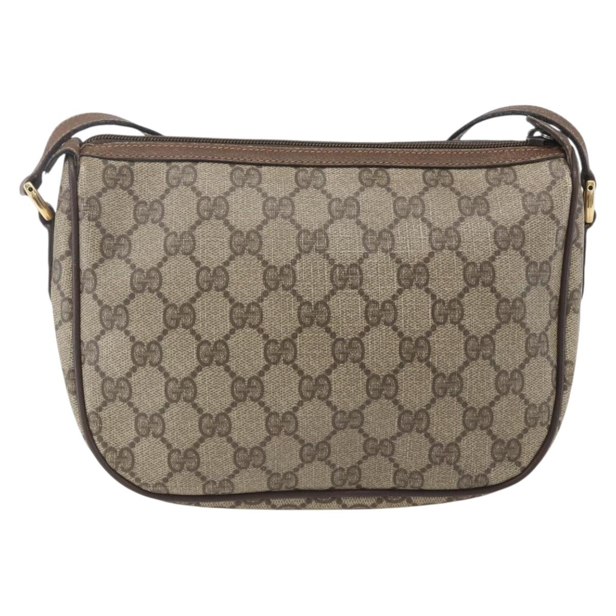 GUCCI GG Supreme Web Sherry Line Shoulder Bag PVC Beige 89 02 032 Auth 163179