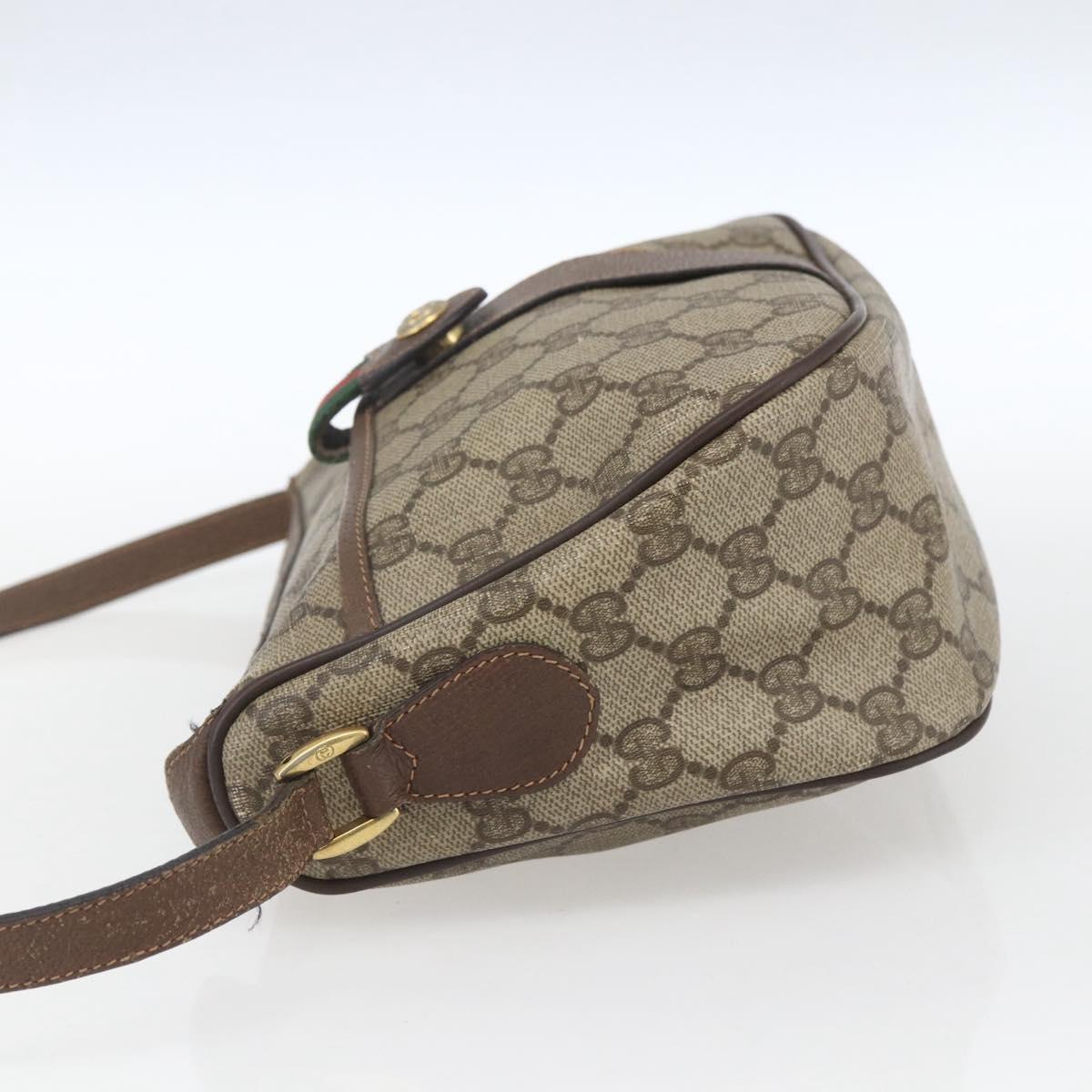 GUCCI GG Supreme Web Sherry Line Shoulder Bag PVC Beige 89 02 032 Auth 163179