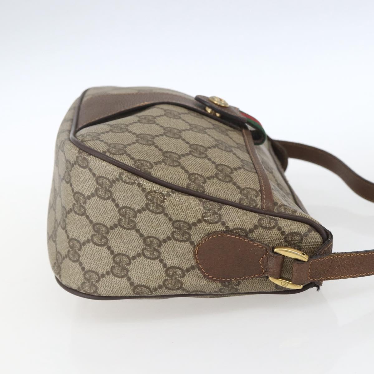 GUCCI GG Supreme Web Sherry Line Shoulder Bag PVC Beige 89 02 032 Auth 163179