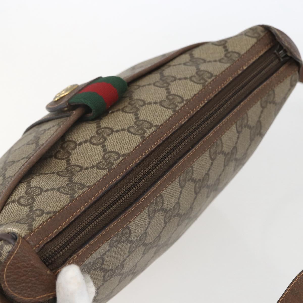 GUCCI GG Supreme Web Sherry Line Shoulder Bag PVC Beige 89 02 032 Auth 163179