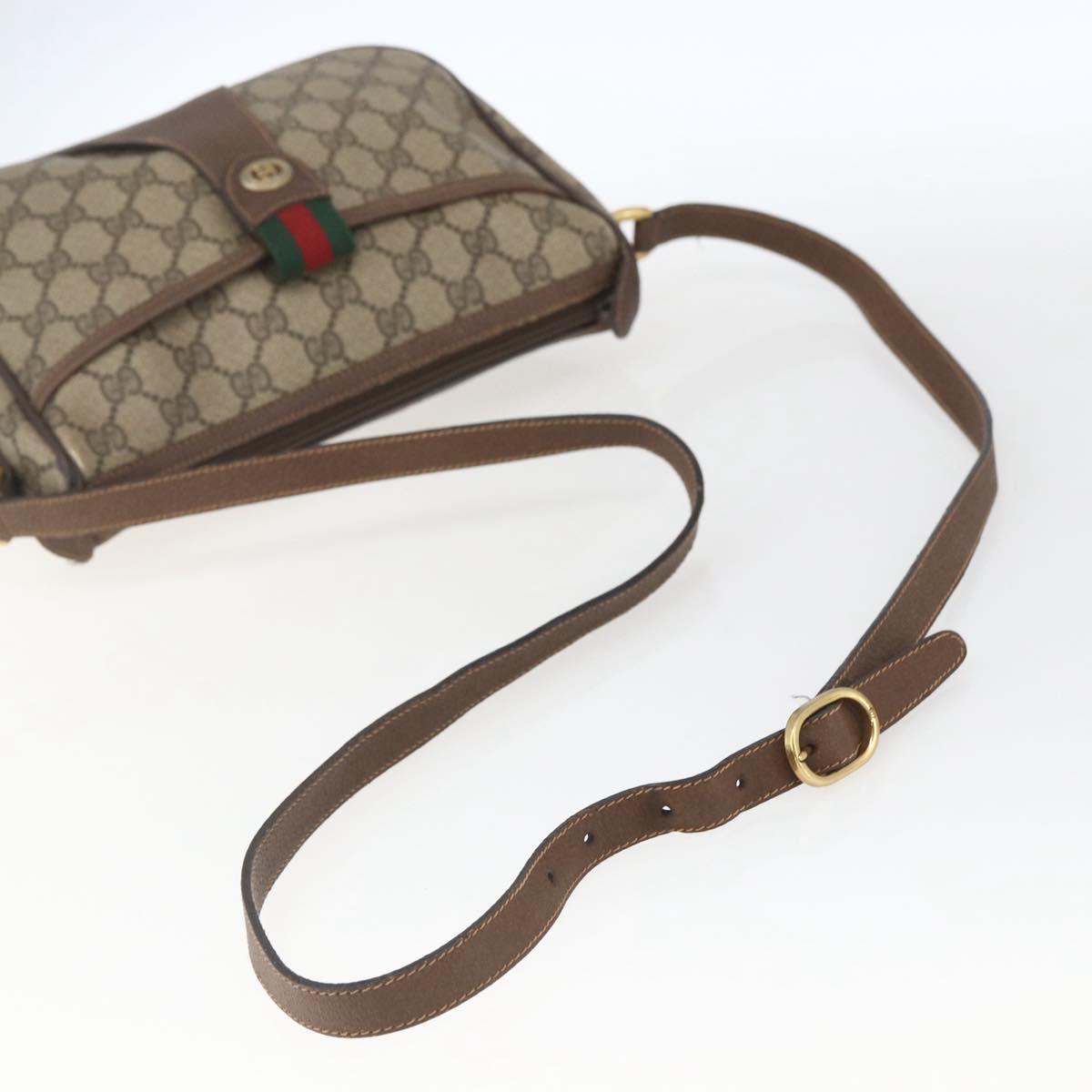 GUCCI GG Supreme Web Sherry Line Shoulder Bag PVC Beige 89 02 032 Auth 163179