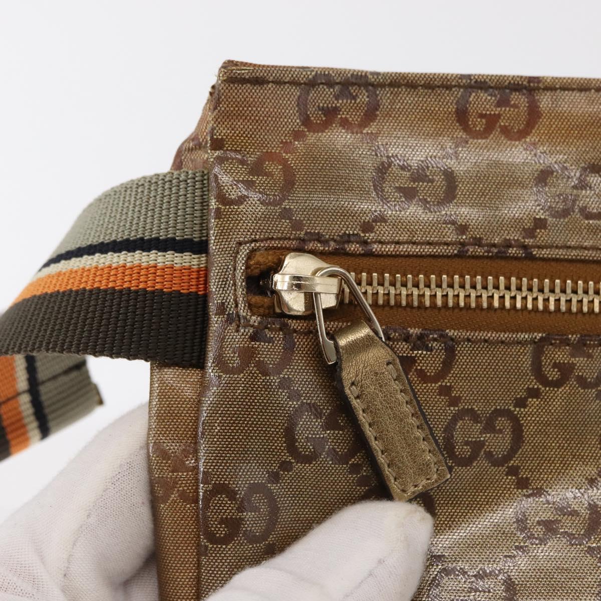 GUCCI GG Crystal Sherry Line Waist bag Gold Beige 28566 Auth 163181