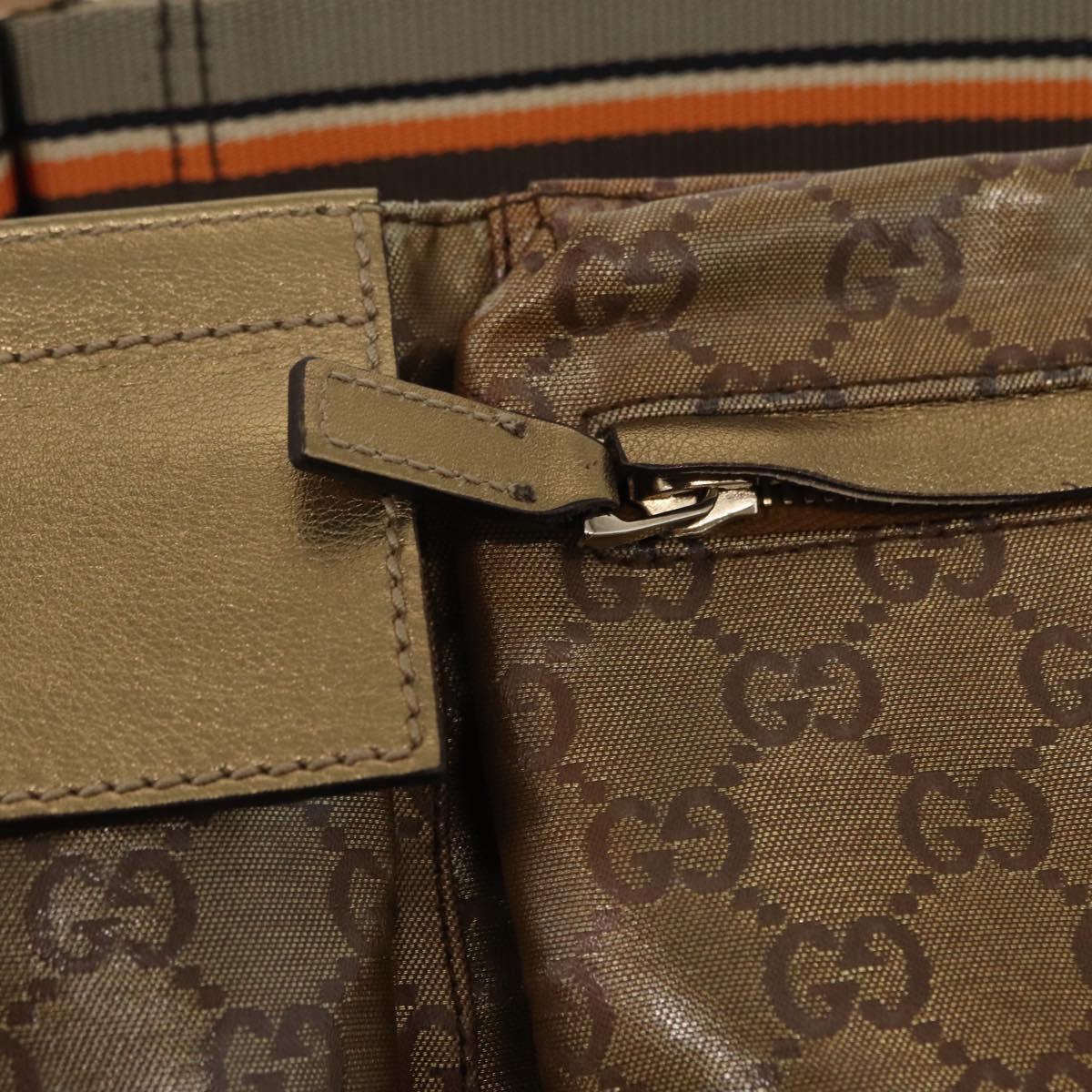 GUCCI GG Crystal Sherry Line Waist bag Gold Beige 28566 Auth 163181