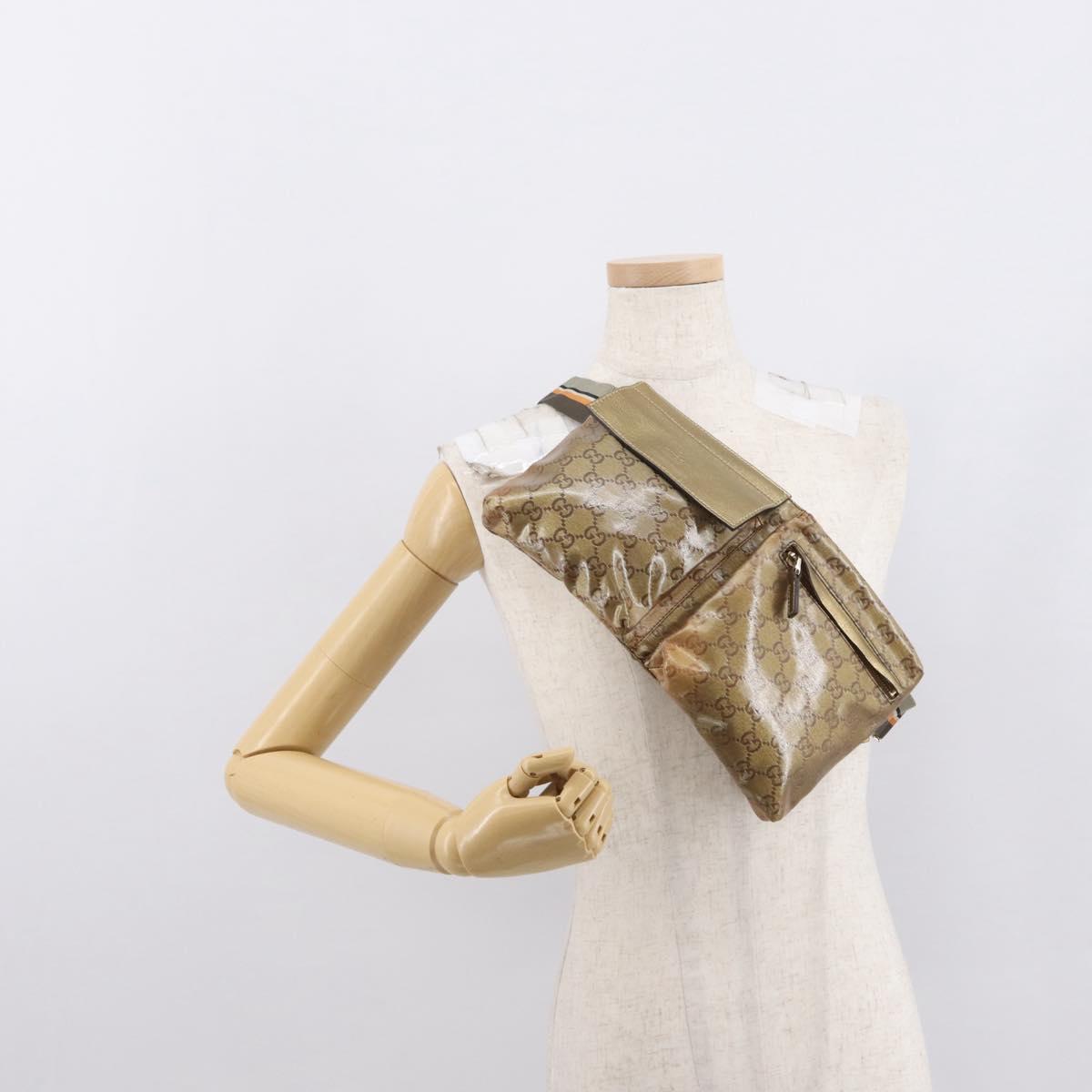 GUCCI GG Crystal Sherry Line Waist bag Gold Beige 28566 Auth 163181