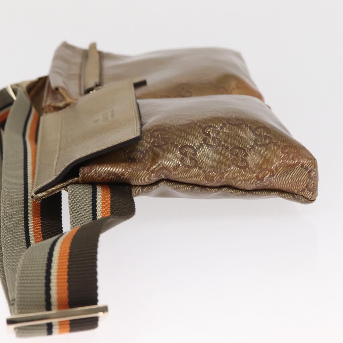 GUCCI GG Crystal Sherry Line Waist bag Gold Beige 28566 Auth 163181