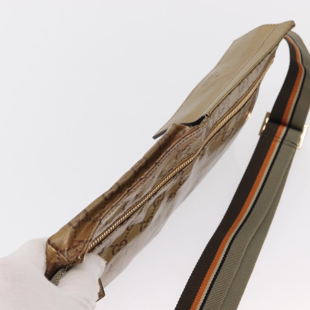 GUCCI GG Crystal Sherry Line Waist bag Gold Beige 28566 Auth 163181