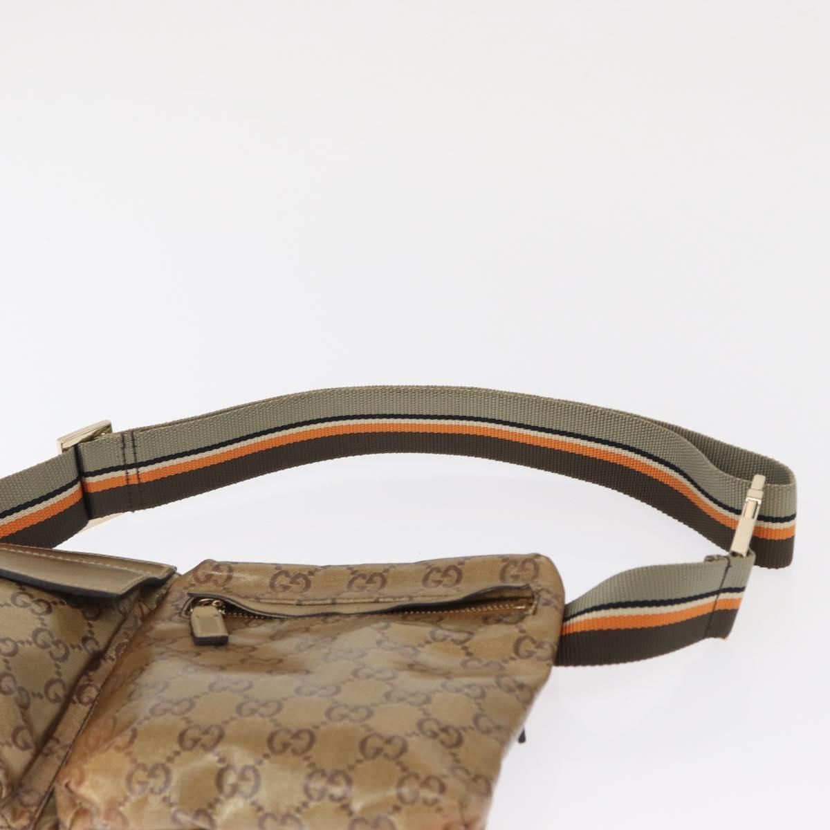 GUCCI GG Crystal Sherry Line Waist bag Gold Beige 28566 Auth 163181