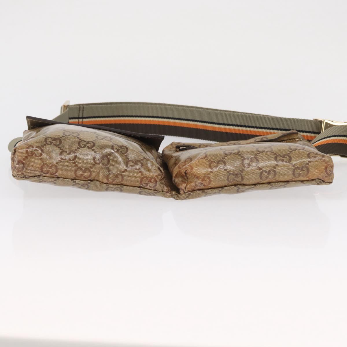 GUCCI GG Crystal Sherry Line Waist bag Gold Beige 28566 Auth 163181