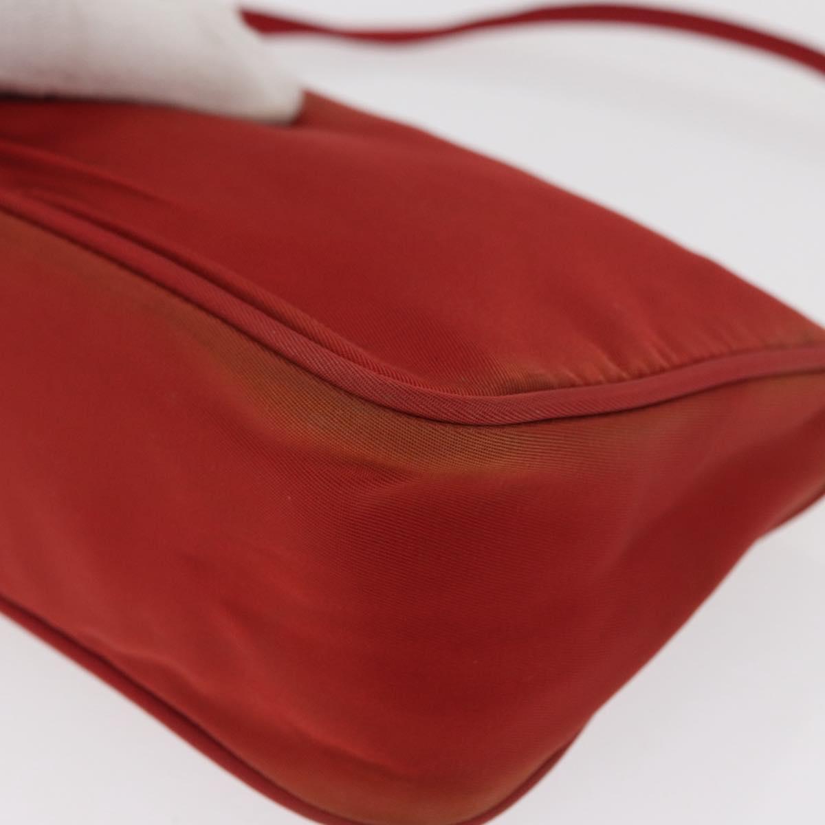 PRADA Accessory Pouch Nylon Red Silver Auth 163186