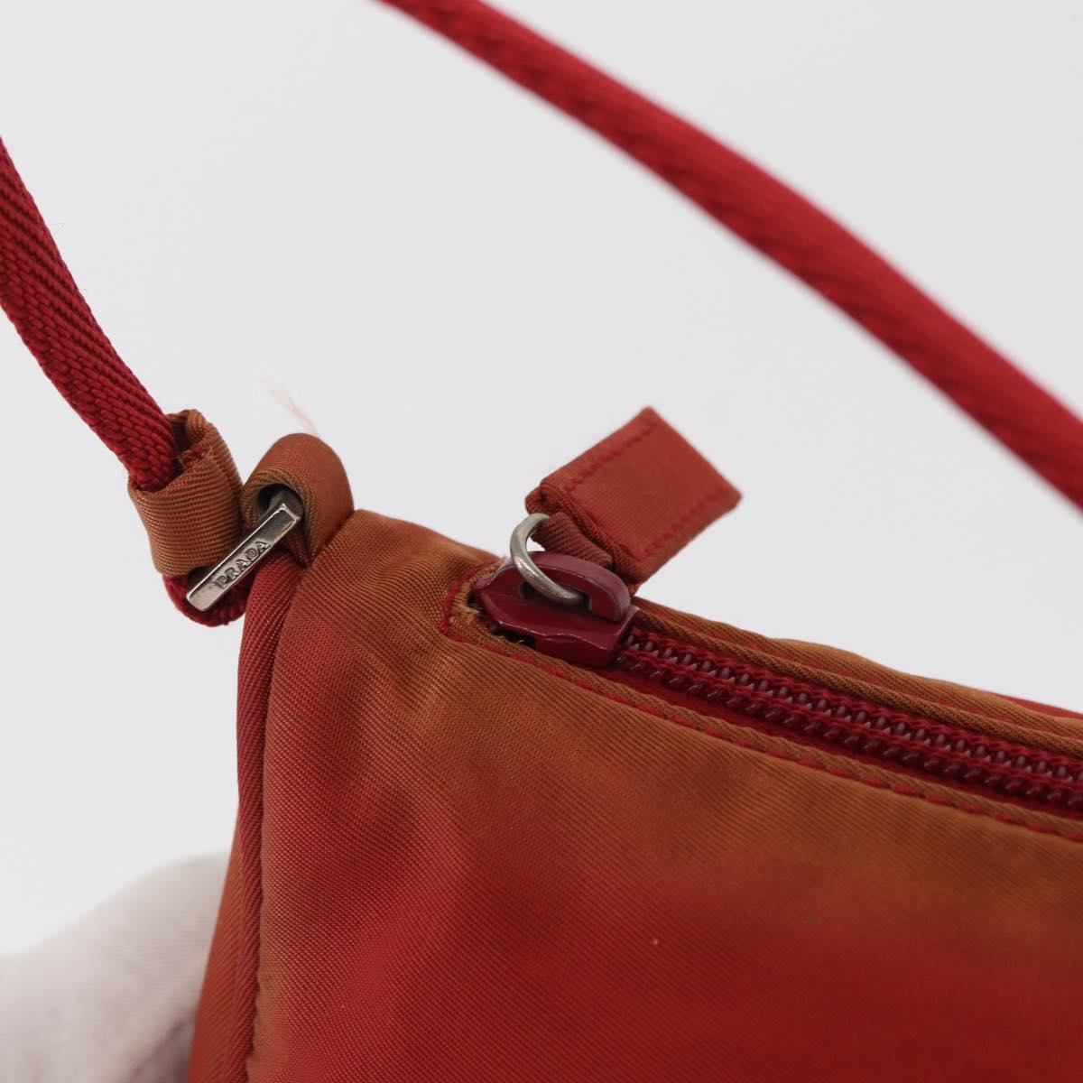 PRADA Accessory Pouch Nylon Red Silver Auth 163186