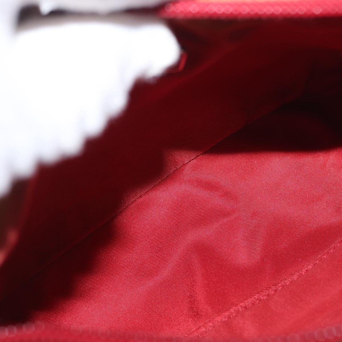 PRADA Accessory Pouch Nylon Red Silver Auth 163186