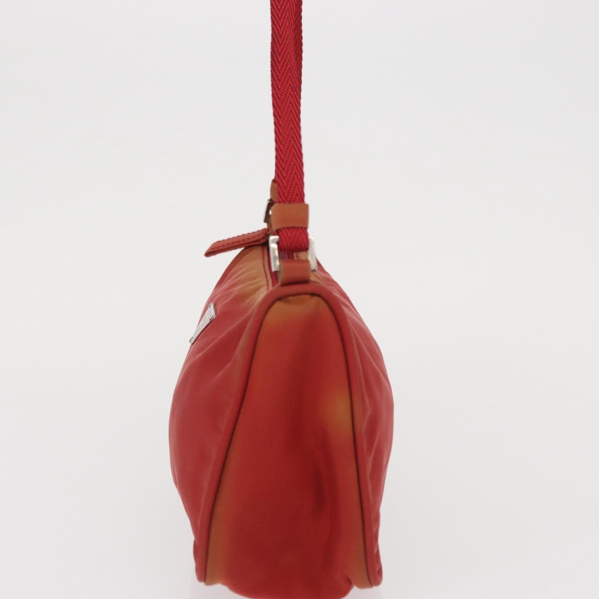 PRADA Accessory Pouch Nylon Red Silver Auth 163186