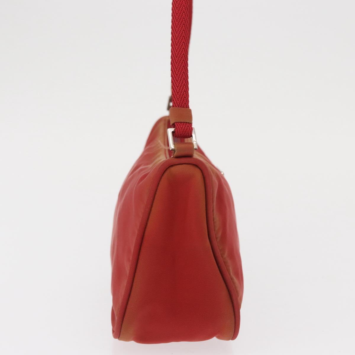 PRADA Accessory Pouch Nylon Red Silver Auth 163186