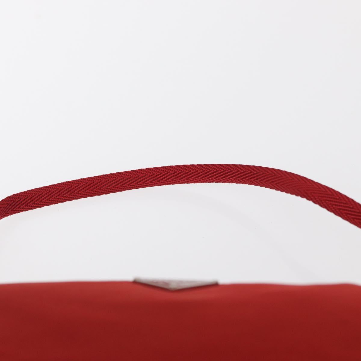 PRADA Accessory Pouch Nylon Red Silver Auth 163186