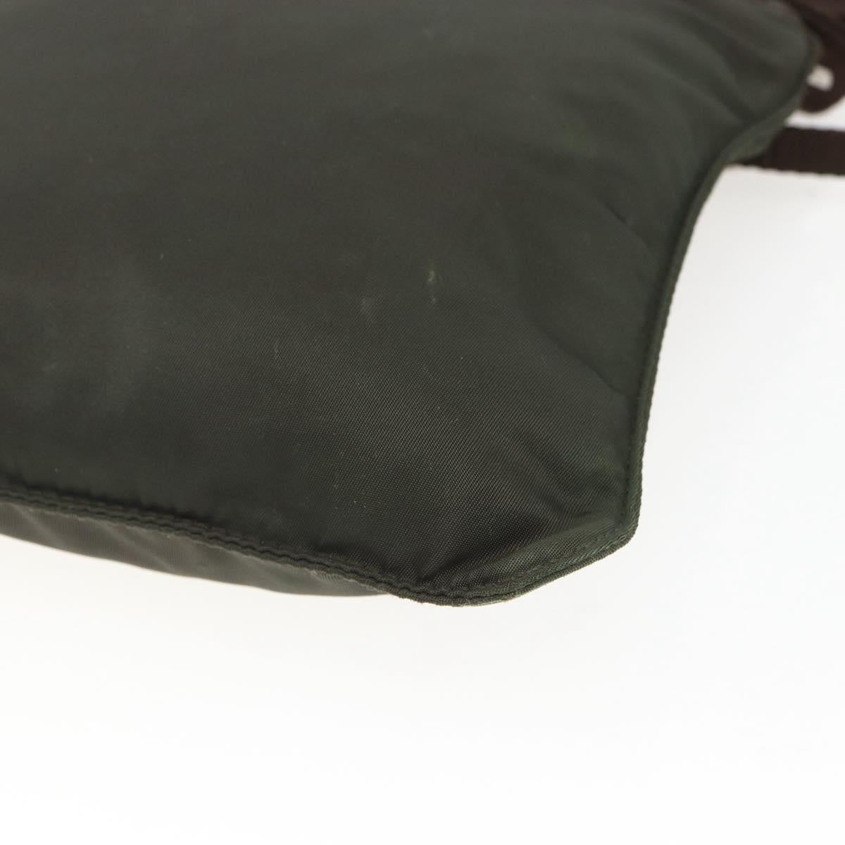 PRADA Shoulder Bag Nylon Khaki Silver Auth 163187