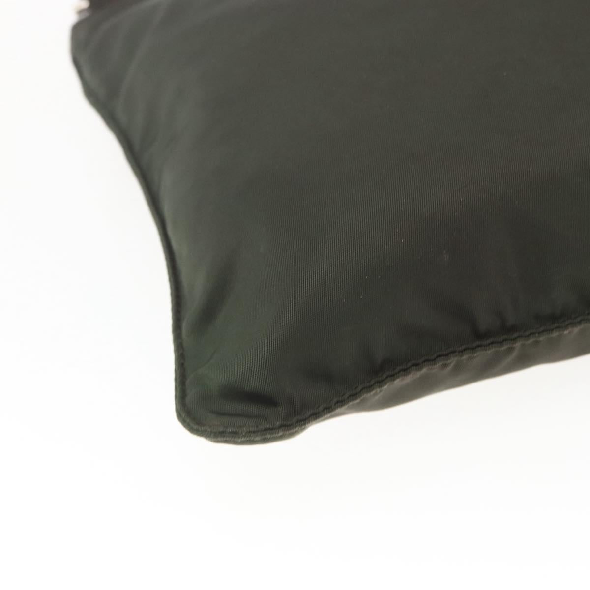 PRADA Shoulder Bag Nylon Khaki Silver Auth 163187